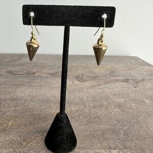 Gold tone geometric dagger dangle drop earrings